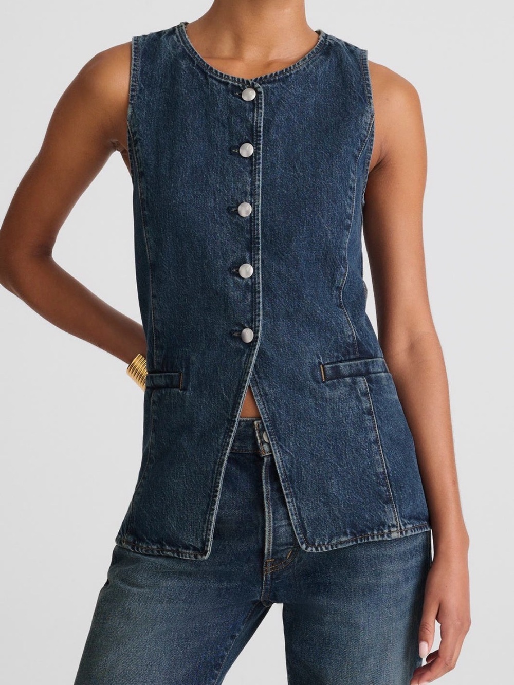 Madewell | Crewneck Cutaway Denim Vest